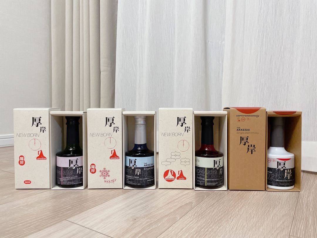 【新品】厚岸ウィスキー『ニューボーン』第2弾〜第4弾とサロルンカムイの4本セット