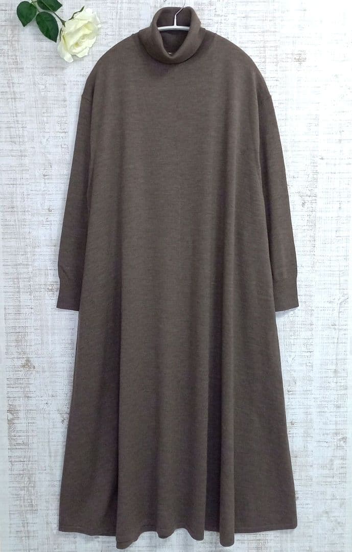 ☆美品☆ ebure ソフトファイン ウール ハイネック ニット ワンピース