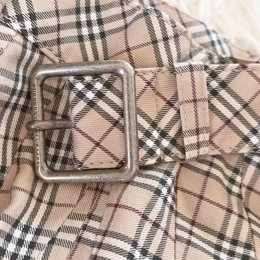 希少✨【バーバリーブルーレーベル】ダブルベルト ノバチェックフレアスカート 36