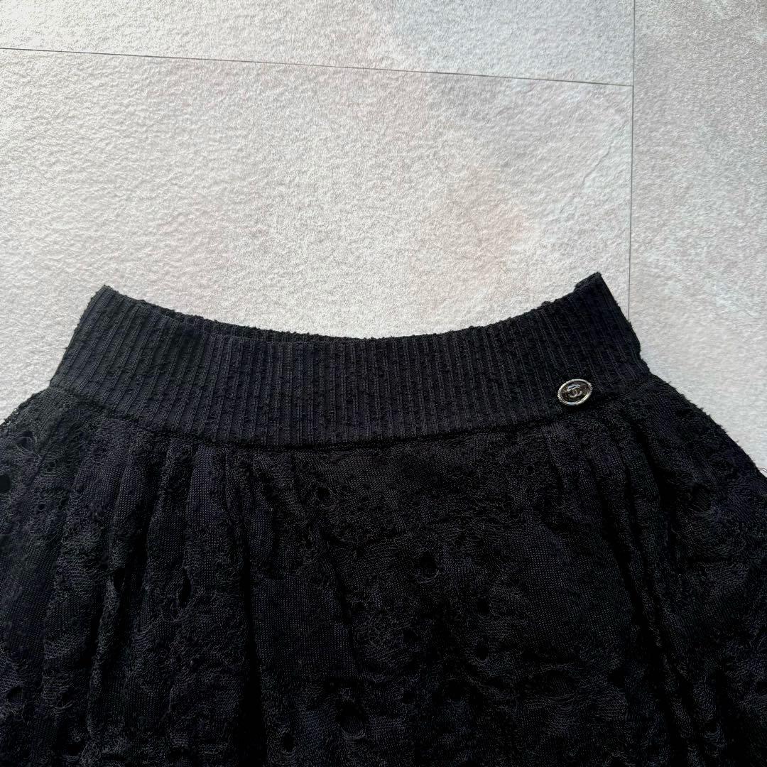CHANEL ココマーク ニットチュチュバルーンスカート 34 黒