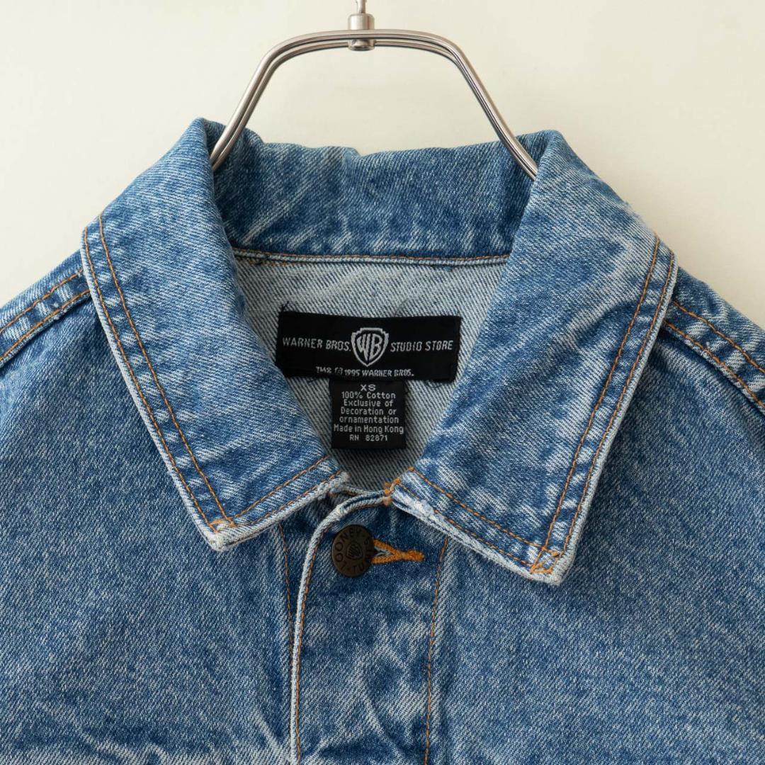 90s ルーニーチューンズ 刺繍デニムジャケット メンズ M相当