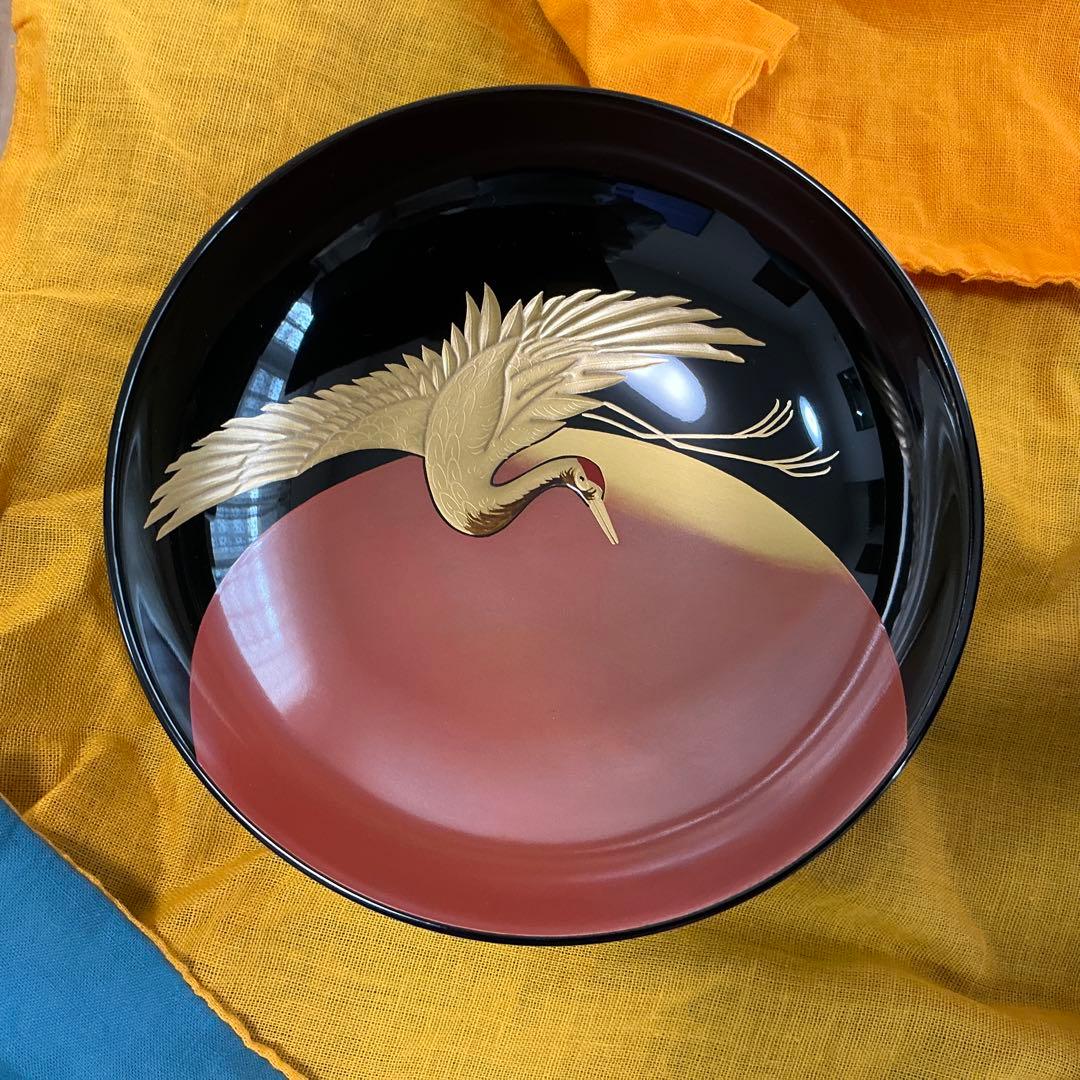 vincentfuto318様 輪島屋本店　波に日の出鶴蒔絵5客揃