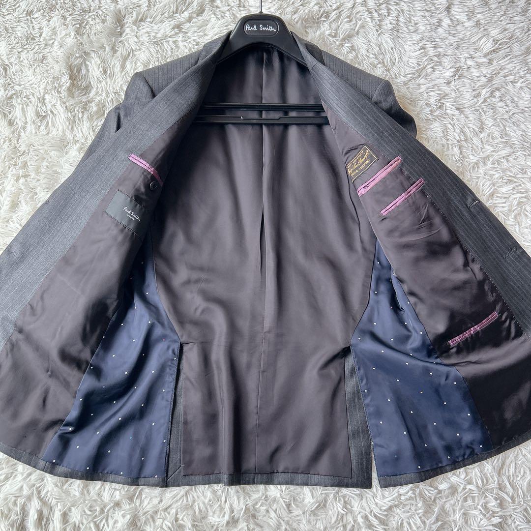 美品 ポールスミス ロロピアーナ スーツ セットアップ ストライプ 光沢 高級