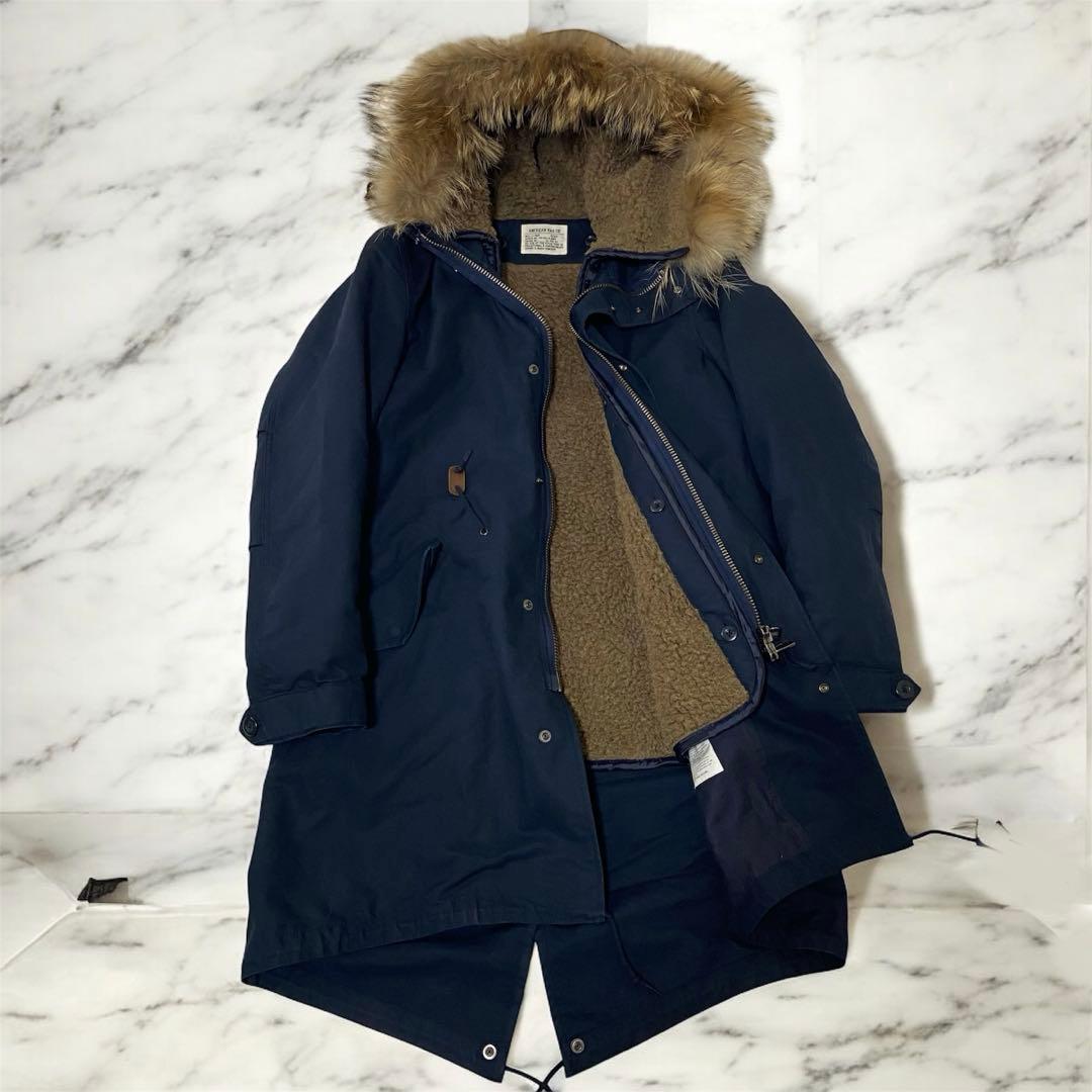 アメリカンラグシー モッズコート2way ファー付き ネイビー M