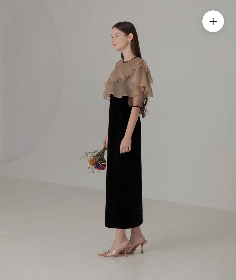 leja レジャ アシンメトリーティアードフリル3WAYベロアドレス