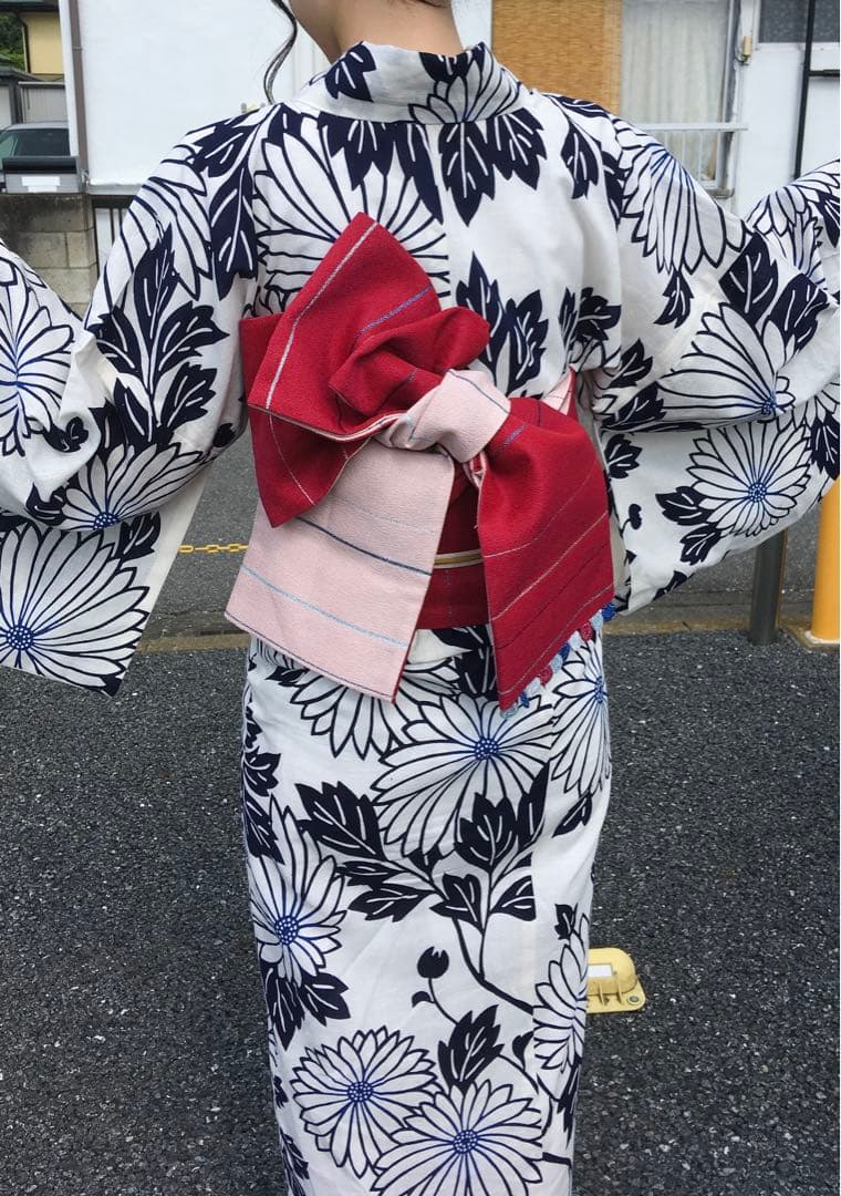 ふりふ 浴衣&帯セット「そしてゆめ」菊柄 綿100％