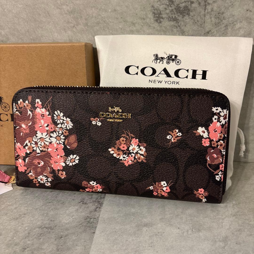 COACH 長財布 ブラウンマルチ IMBMC シグネチャー フローラルプリント