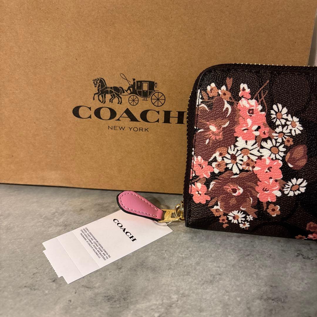 COACH 長財布 ブラウンマルチ IMBMC シグネチャー フローラルプリント