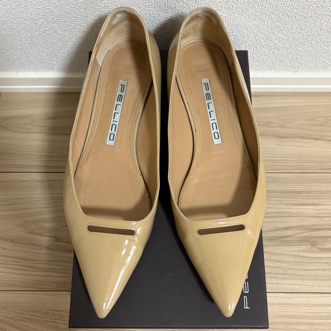 PELLICO ANIMA アネッリ エナメル パンプス 1cm ベージュ 39