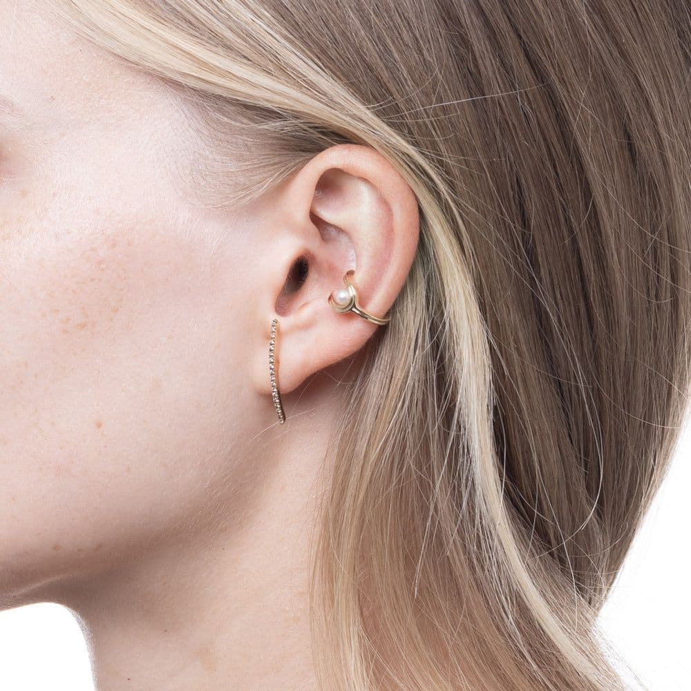 Hirotaka/GOSSAMER ロングバー ダイヤモンド ピアス