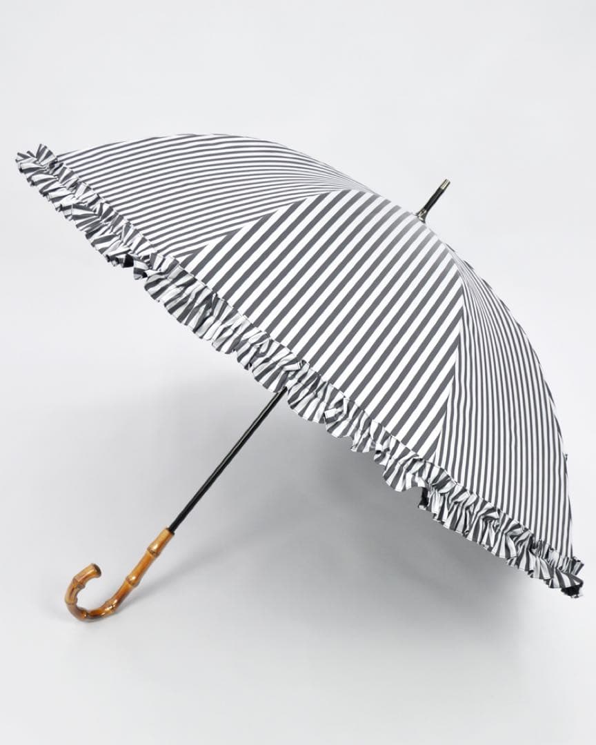 【サンバリア100】Mサイズ 白黒ストライプ フリル