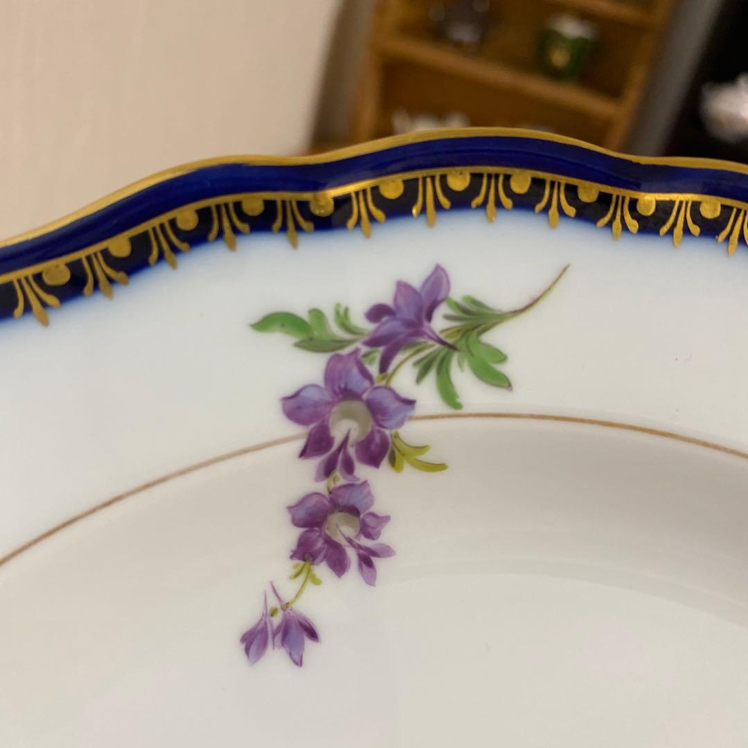 マイセン Aカンテ ベーシックフラワー プレート 21cmコバルトブルー　一級品