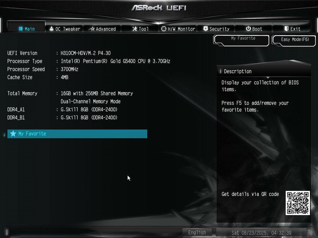 H310CM-HDV/M.2 マザーボード　CPU・メモリ16GB搭載