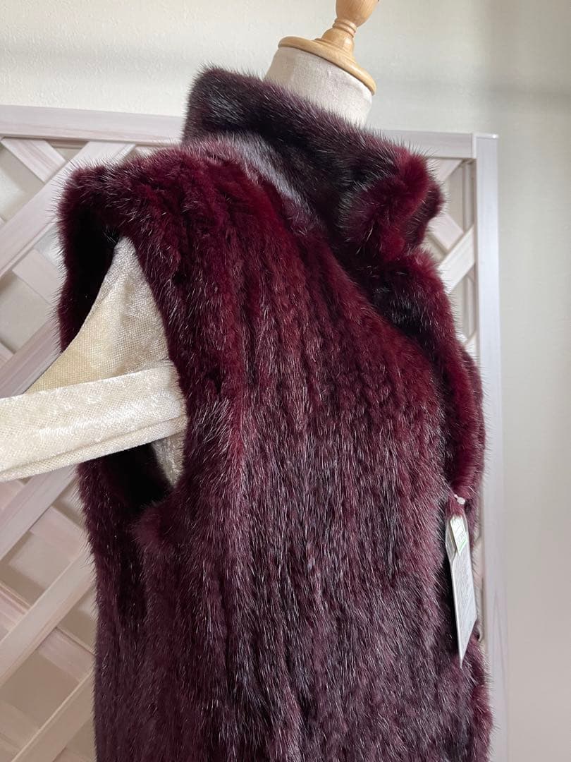 ⭐︎無事が土産⭐︎ 58万⭐︎リバーシブル⭐︎ミンクヤーン × 絹　バーガンディ