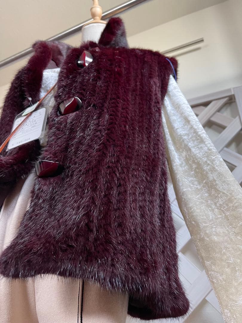 ⭐︎無事が土産⭐︎ 58万⭐︎リバーシブル⭐︎ミンクヤーン × 絹　バーガンディ