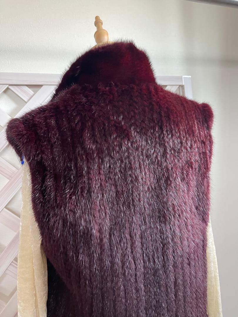 ⭐︎無事が土産⭐︎ 58万⭐︎リバーシブル⭐︎ミンクヤーン × 絹　バーガンディ
