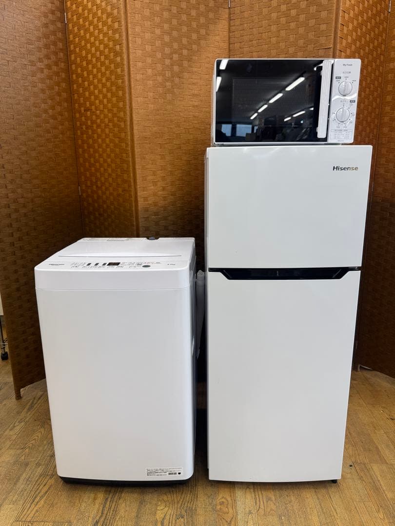 J008 激安‼️ 家電3点セット　冷蔵庫　洗濯機　レンジ　一人暮らし用　保証付き