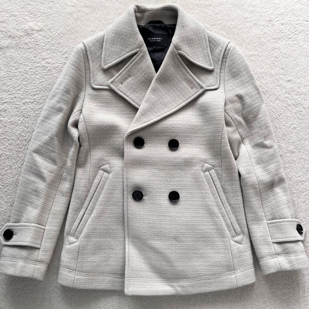 美品✨バーバリーブラックレーベル ピーコート メルトンウール アイボリー