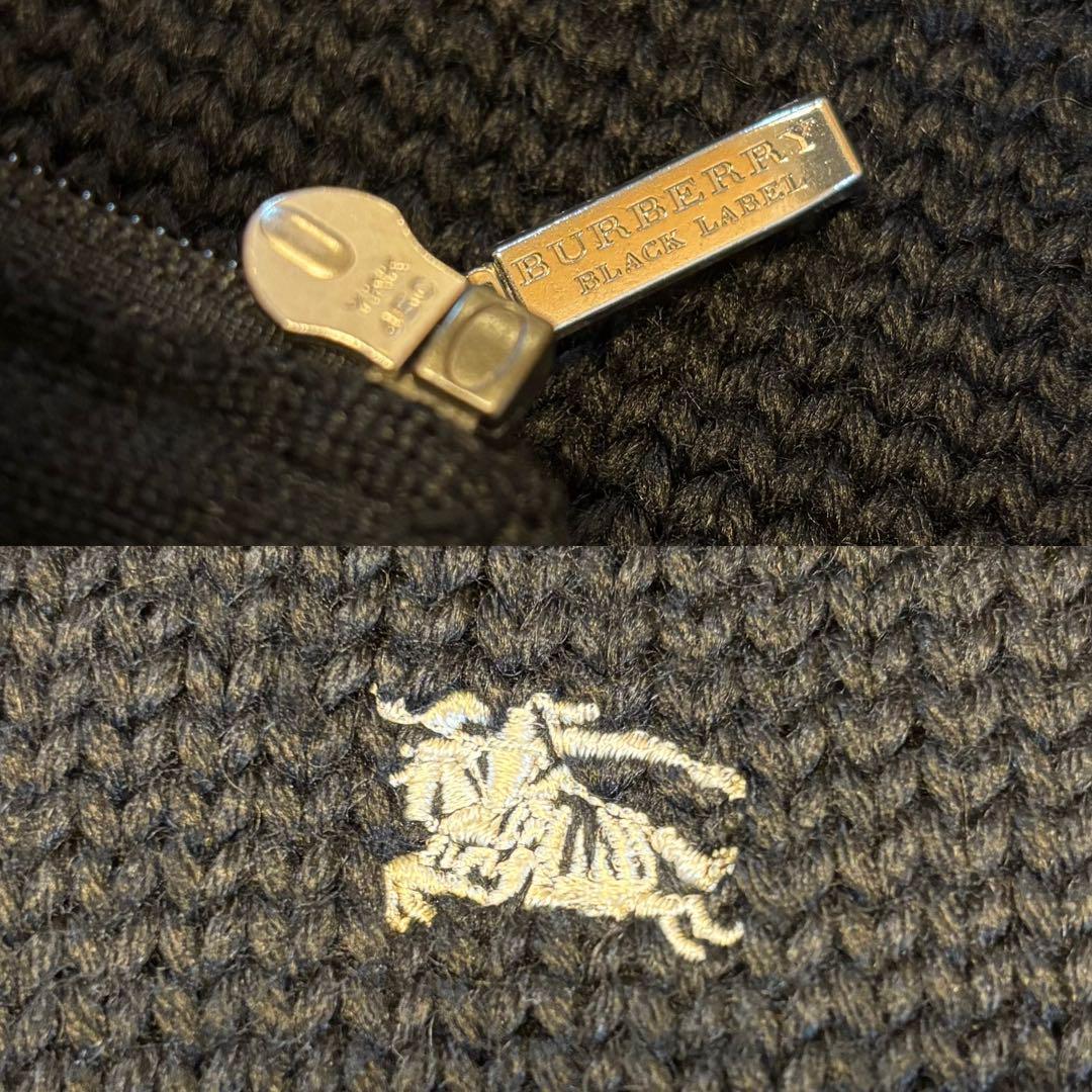 【極美品/L】バーバリーブラックレーベル ニットジャケット ファー付 黒 ノバ