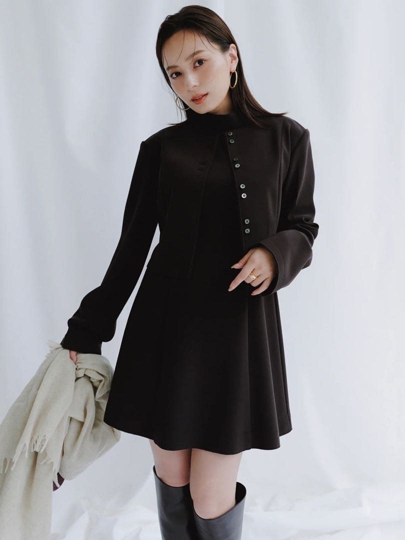 【新品・未使用】 anuans カットジョーゼットミニワンピース