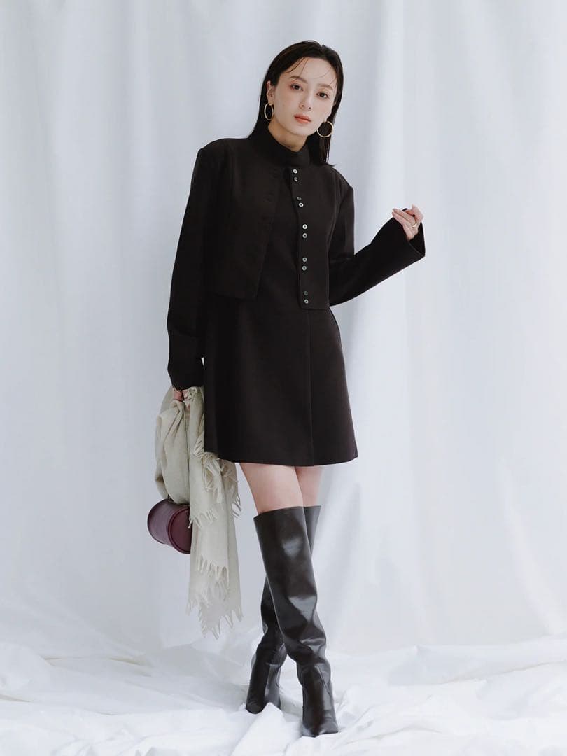 【新品・未使用】 anuans カットジョーゼットミニワンピース