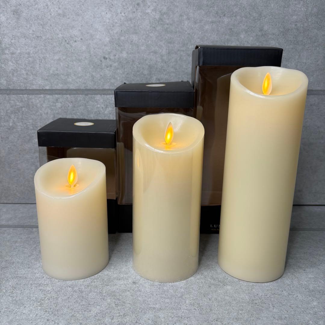 【美品】LUMINARA ルミナラ LEDキャンドル 3サイズセット アイボリー