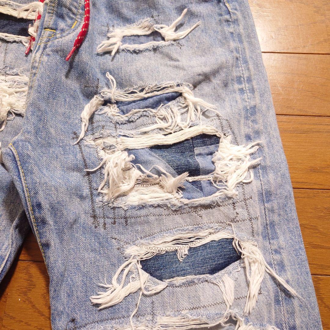 DENIMDUNGAREE パンツ ダメージジーンズ ライトブルー 150cm