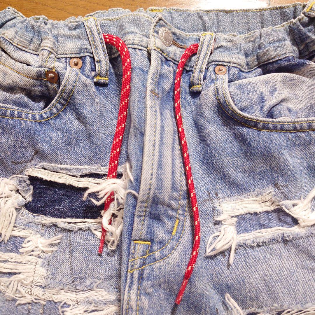 DENIMDUNGAREE パンツ ダメージジーンズ ライトブルー 150cm