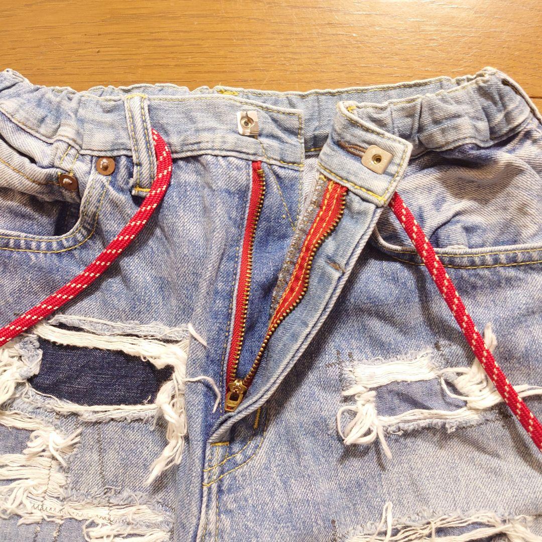 DENIMDUNGAREE パンツ ダメージジーンズ ライトブルー 150cm