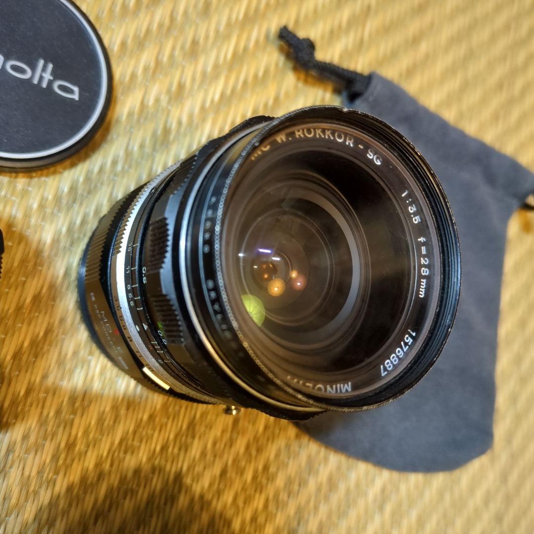 匿名配送　MINOLTA　カメラレンズ3本+メタルフードなどまとめ売り