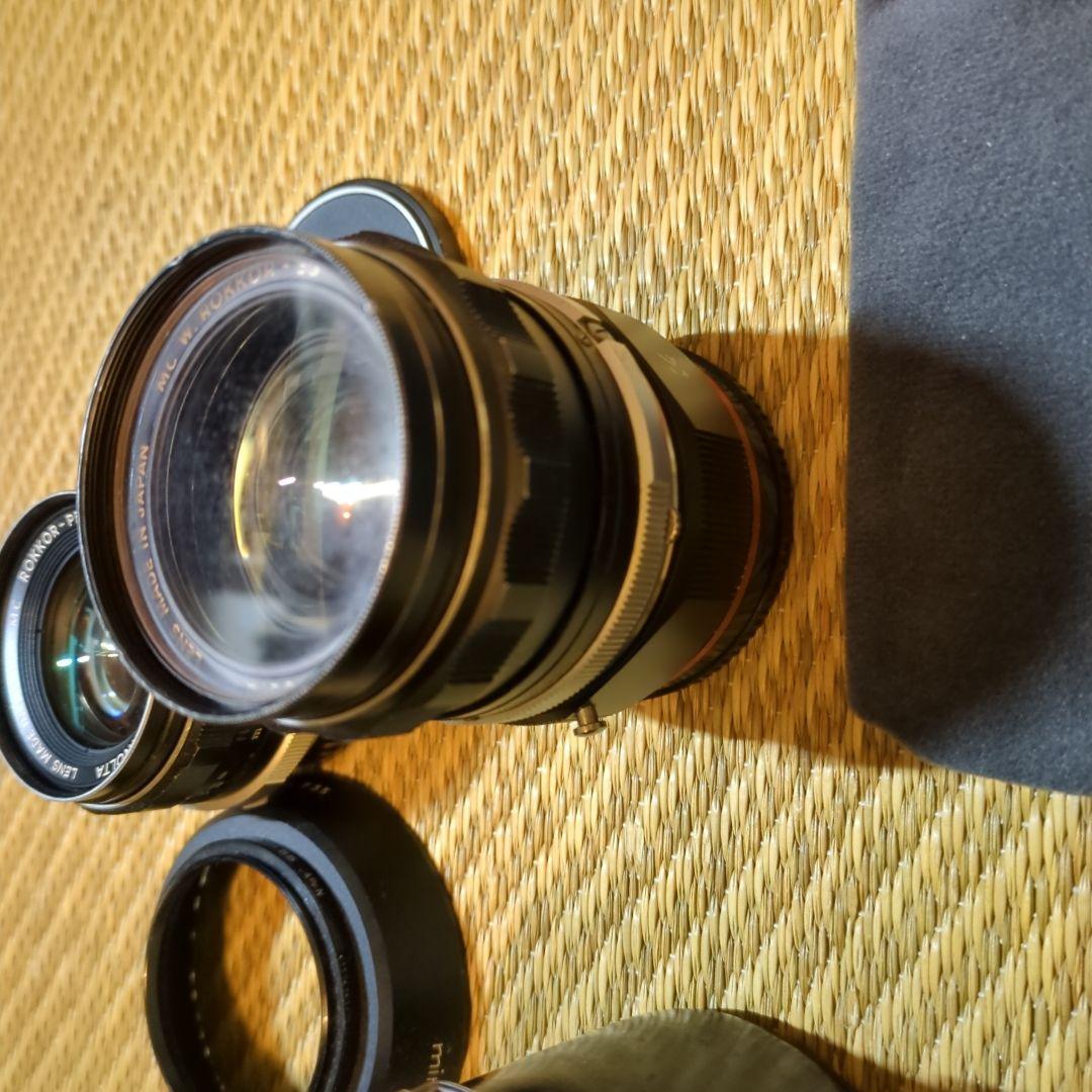 匿名配送　MINOLTA　カメラレンズ3本+メタルフードなどまとめ売り
