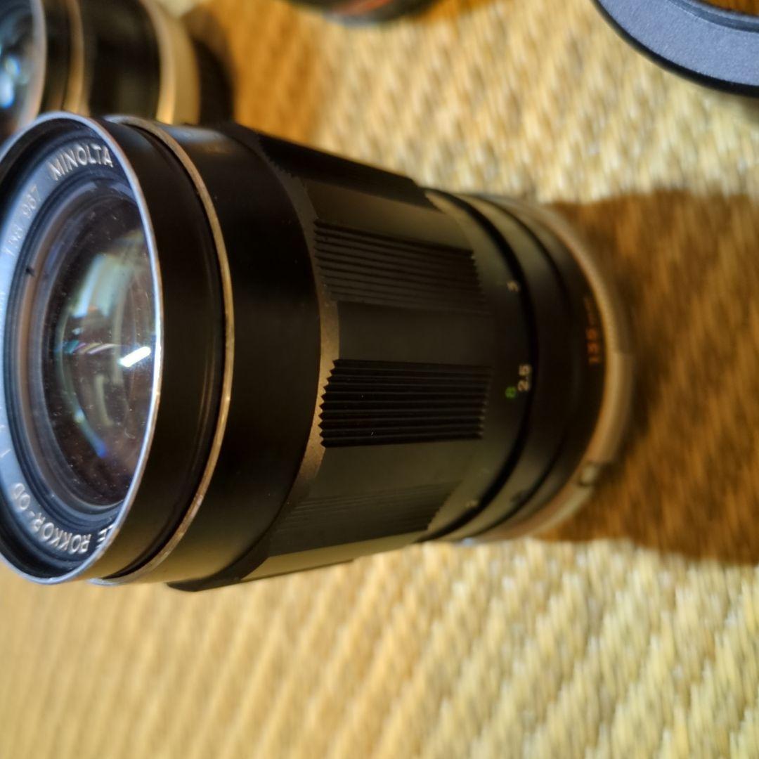 匿名配送　MINOLTA　カメラレンズ3本+メタルフードなどまとめ売り