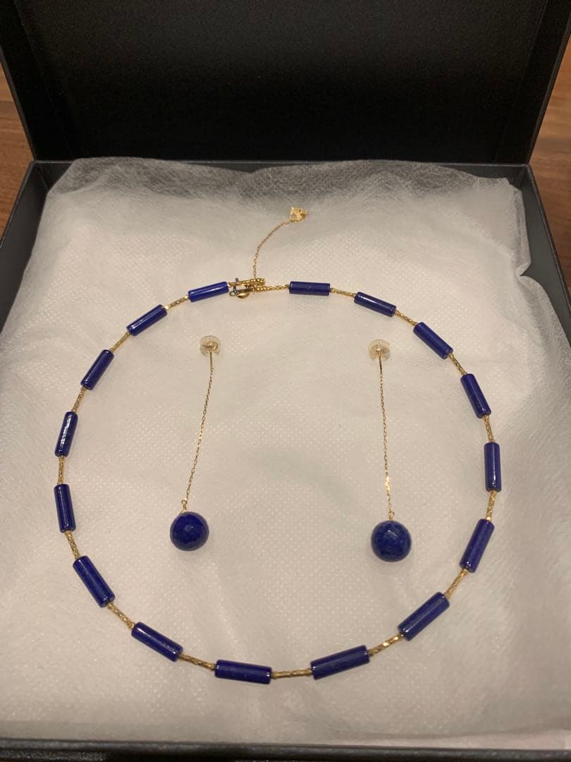 GSTV K18YG ラピスラズリ クロスミラーカットオ メガネックレス&ピアス