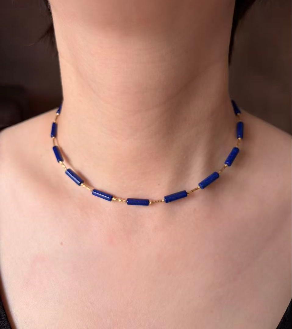 GSTV K18YG ラピスラズリ クロスミラーカットオ メガネックレス&ピアス