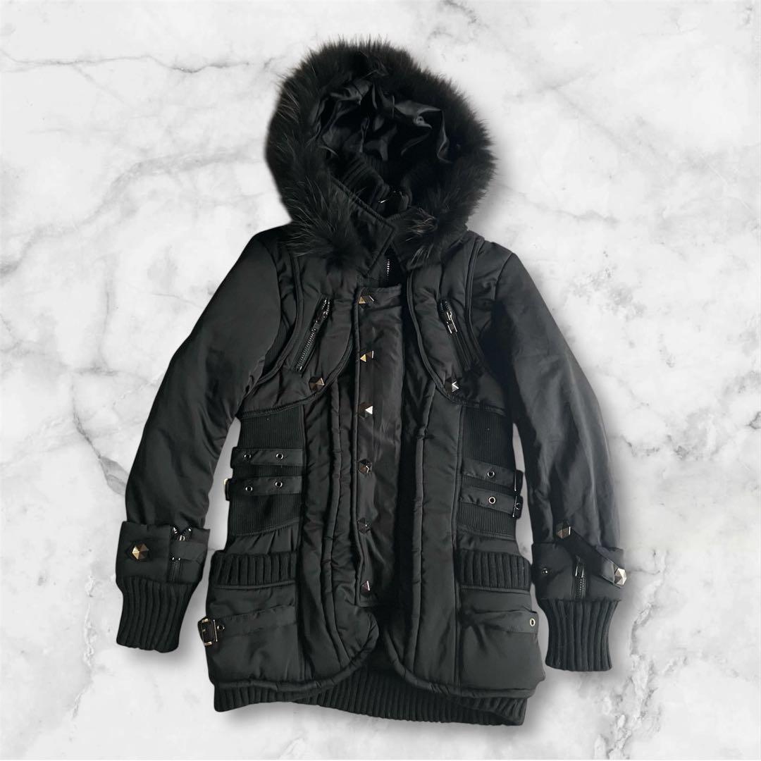 Y2K90s00sarchiveファーギミックモッズコート平成ギャルb-girl