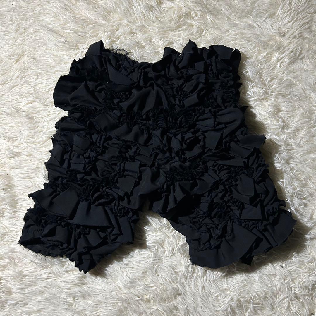 AD2015 archive 総ギャザーフリルパンツ 黒 ショーツ