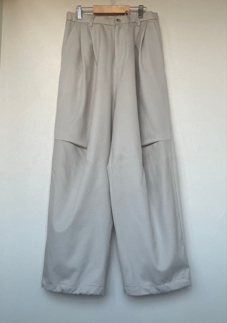 WOOL WIDE TUCK PANTS/WARM CREAM サイズ1