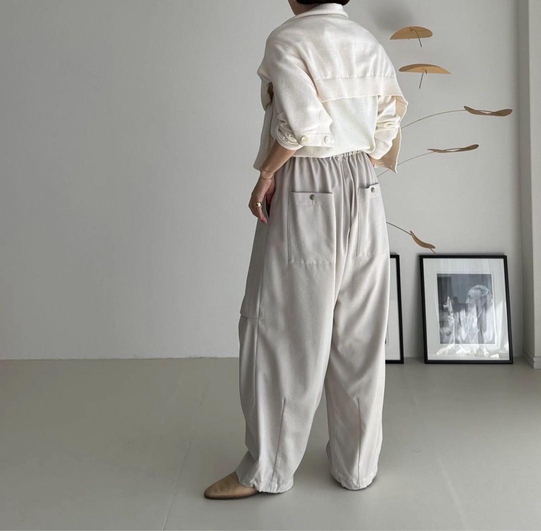 WOOL WIDE TUCK PANTS/WARM CREAM サイズ1