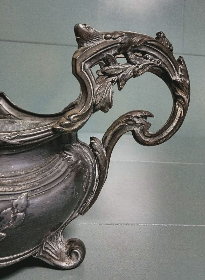 フランスアンティーク　シルバープレート　ジャルディニエール　 薔薇　ヤドリギ