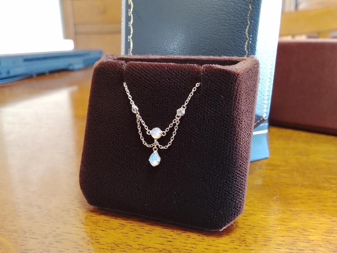 アガット　オパール　トップ14K/10Kチェーン ネックレス