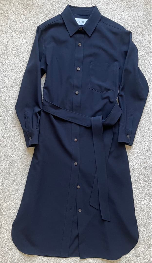 SOÉJU ネイビー ソフトオックスシャツワンピース M