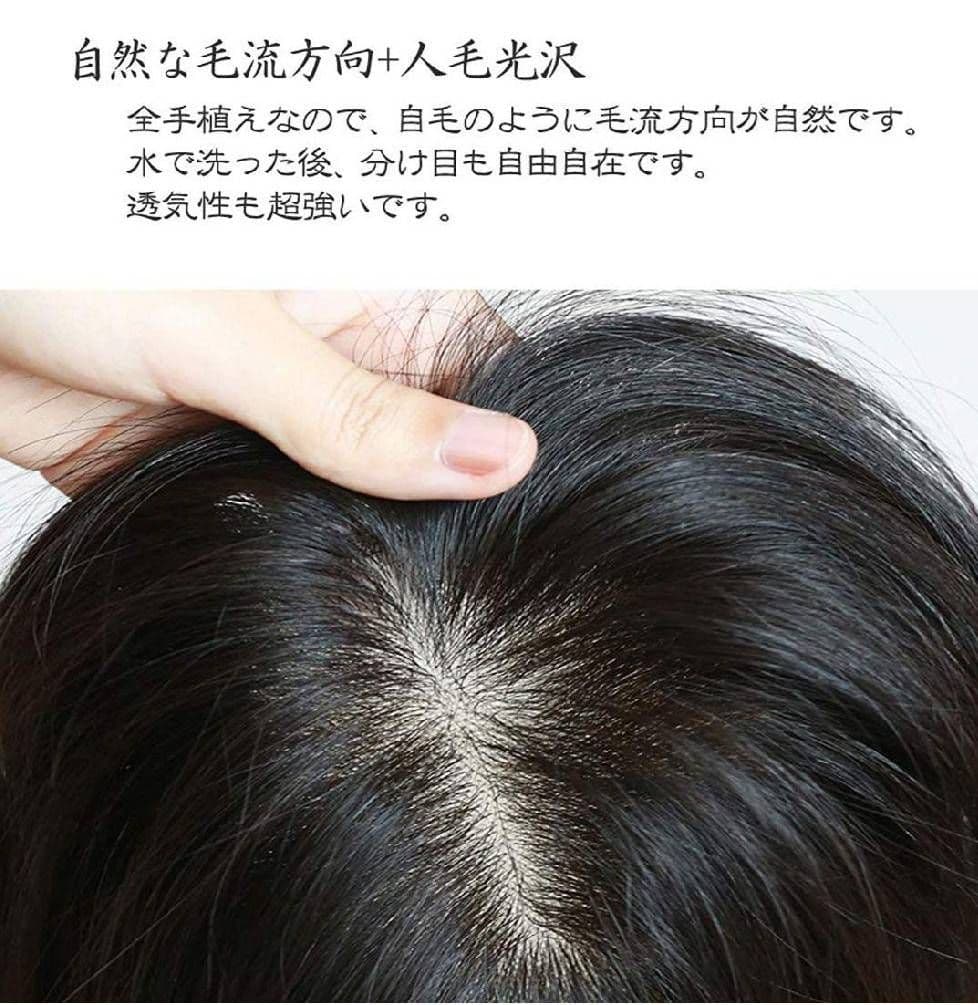 人毛100％前髪付き部分ウィッグ瞬間カバーＩ型つむじ地肌総手植えヘアピース20㎝