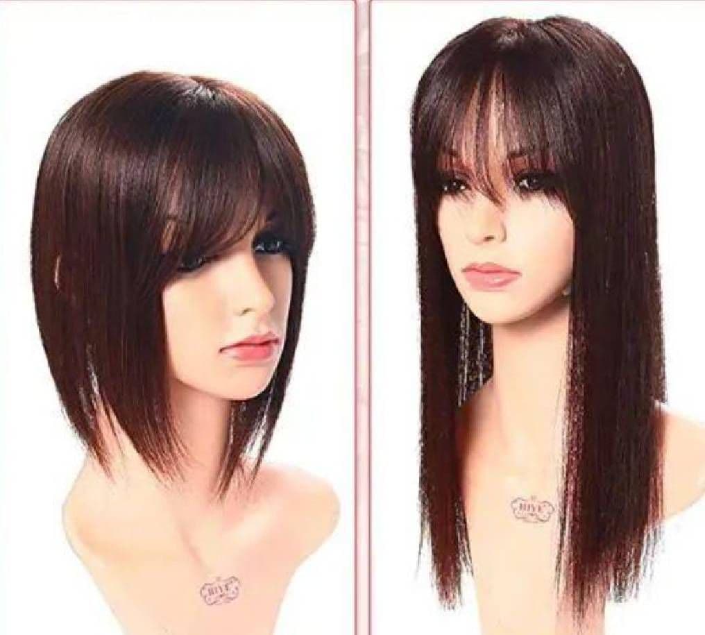 人毛100％前髪付き部分ウィッグ瞬間カバーＩ型つむじ地肌総手植えヘアピース20㎝