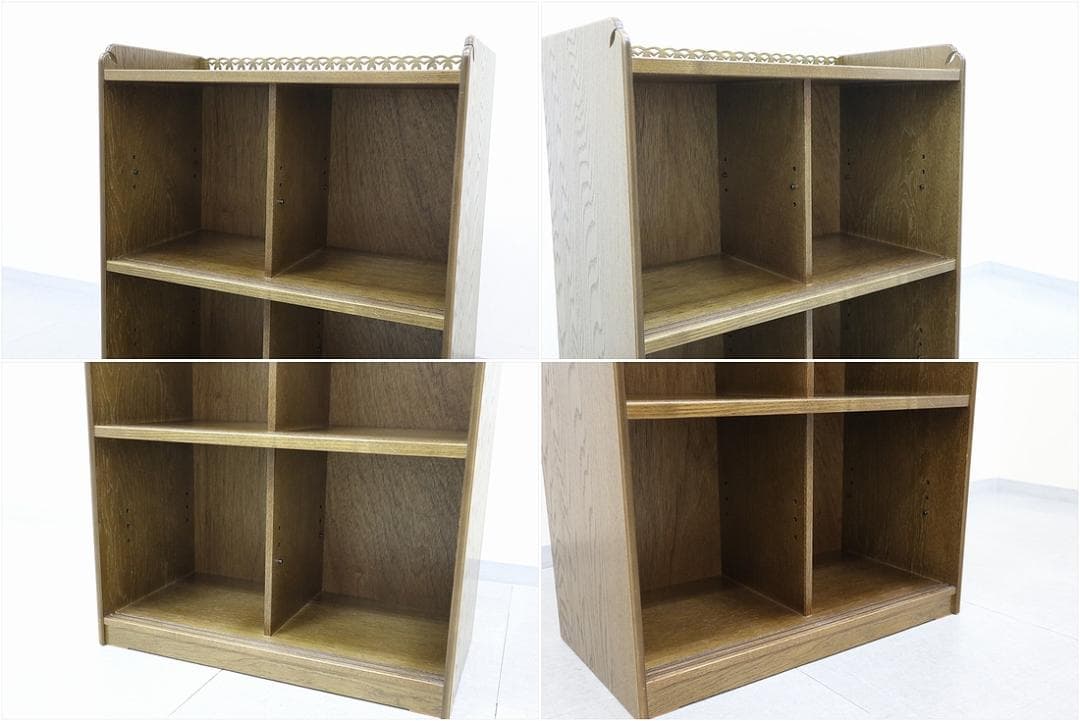 美品 パリの雑貨屋 引き戸 天然木 小物収納 ディスプレイ棚 本収納 飾り棚