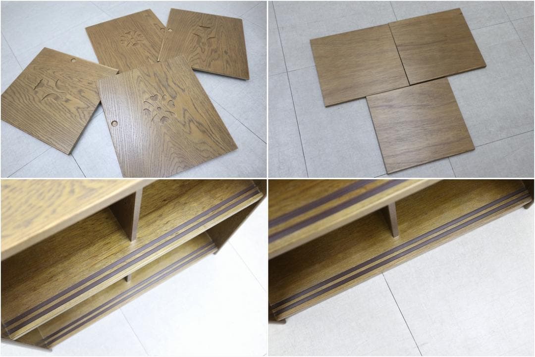 美品 パリの雑貨屋 引き戸 天然木 小物収納 ディスプレイ棚 本収納 飾り棚