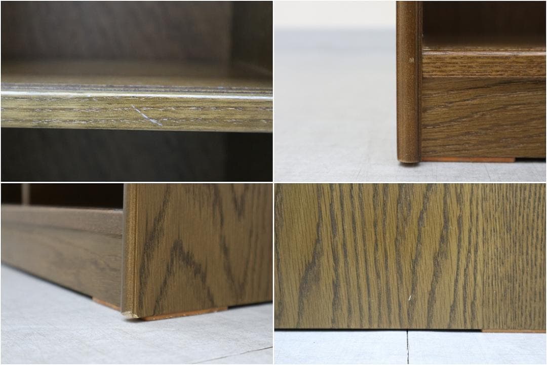 美品 パリの雑貨屋 引き戸 天然木 小物収納 ディスプレイ棚 本収納 飾り棚