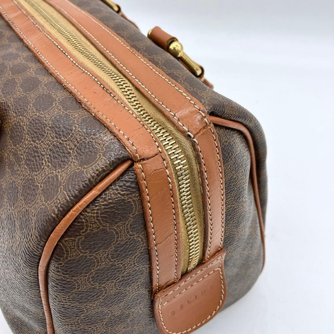 【CELINE】ミニボストンバッグ　ハンドバッグ　マカダム柄　ゴールド金具