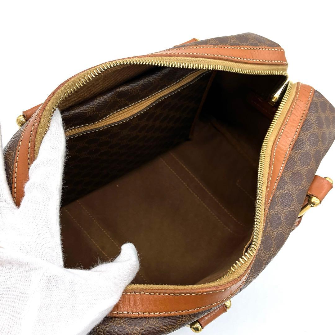 【CELINE】ミニボストンバッグ　ハンドバッグ　マカダム柄　ゴールド金具