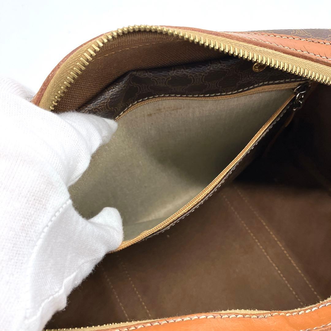 【CELINE】ミニボストンバッグ　ハンドバッグ　マカダム柄　ゴールド金具