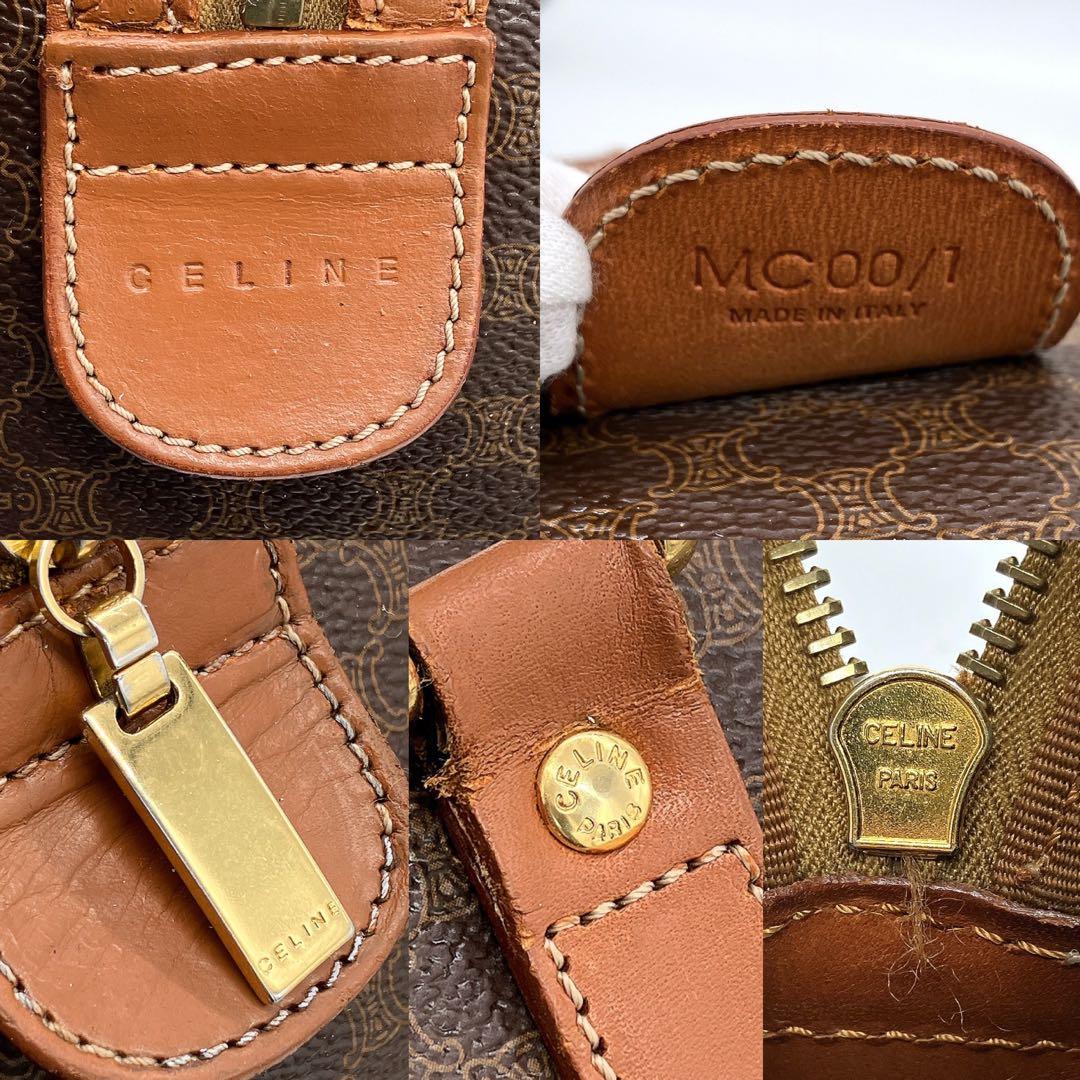 【CELINE】ミニボストンバッグ　ハンドバッグ　マカダム柄　ゴールド金具